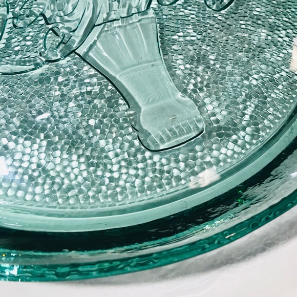Vintage Green Glass Coca-Cola Round Platter Tray - Picture 3 of 5